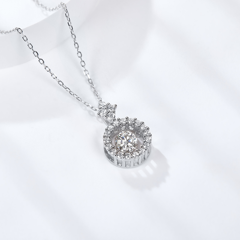 Sotiya Hollow Round Cut Moissanite Necklace Sterling Silver-Sotiya