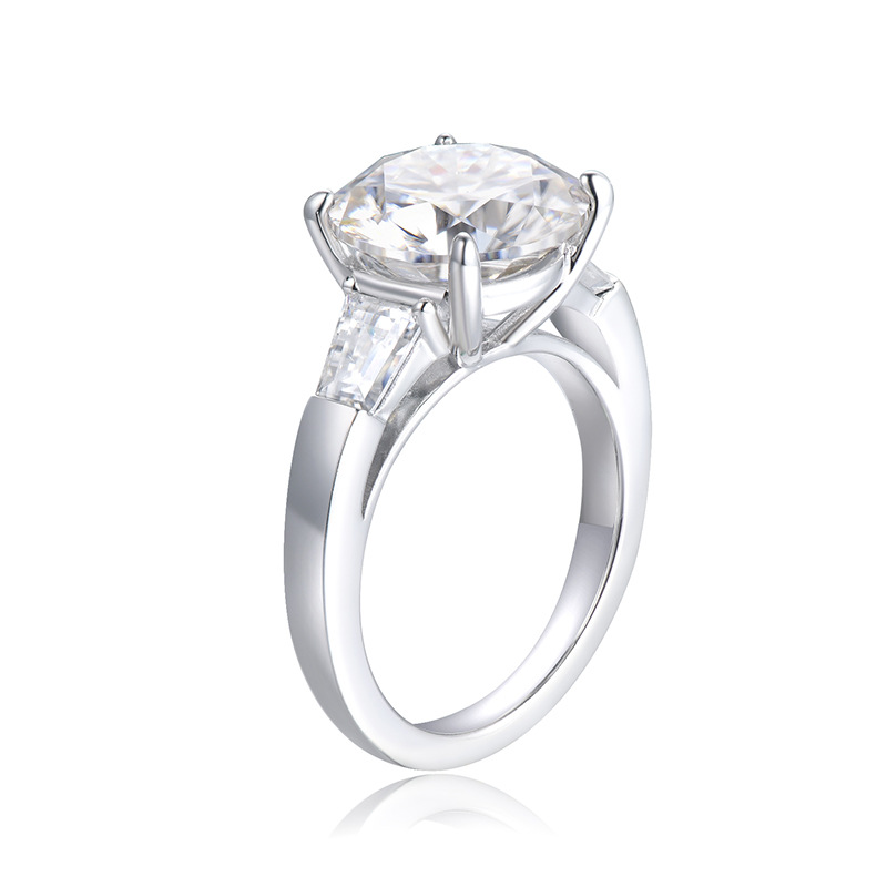 Sotiya Three Stone Round Cut Moissanite Engagement Ring Sterling Silver-Sotiya