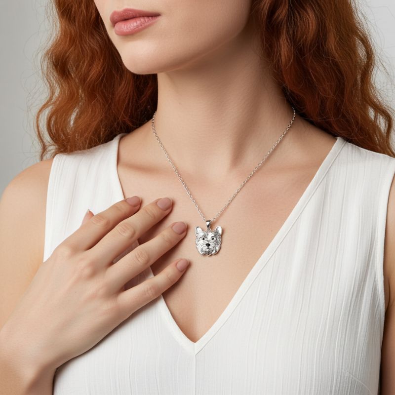 Sotiya West Highland White Terrier Enamel Pendant Necklace-Sotiya