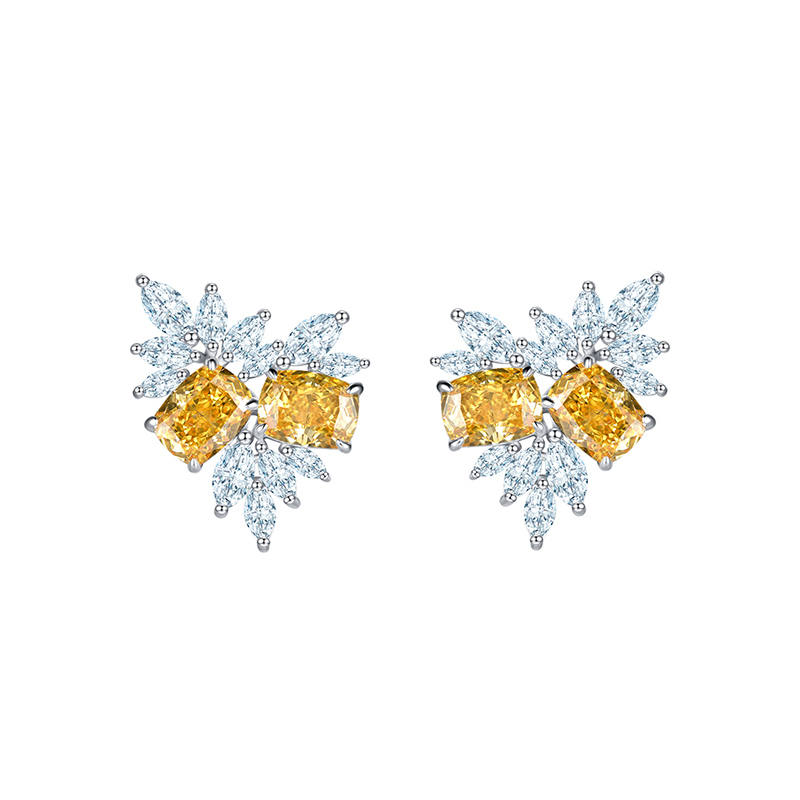 Sotiya Cluster Radiant Cut Stud Earrings High-carbon Zircon Sterling Silver-Sotiya