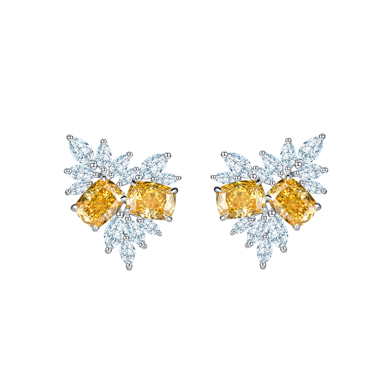 Sotiya Cluster Radiant Cut Stud Earrings High-carbon Zircon Sterling Silver-Sotiya