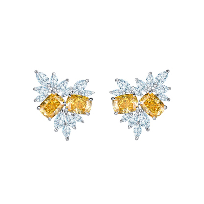Sotiya Cluster Radiant Cut Stud Earrings High-carbon Zircon Sterling Silver-Sotiya