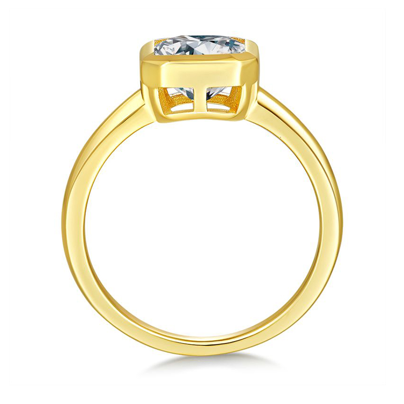 Sotiya Bezel Set Solitaire Asscher Cut Moissanite Engagement Ring Sterling Silver-Sotiya