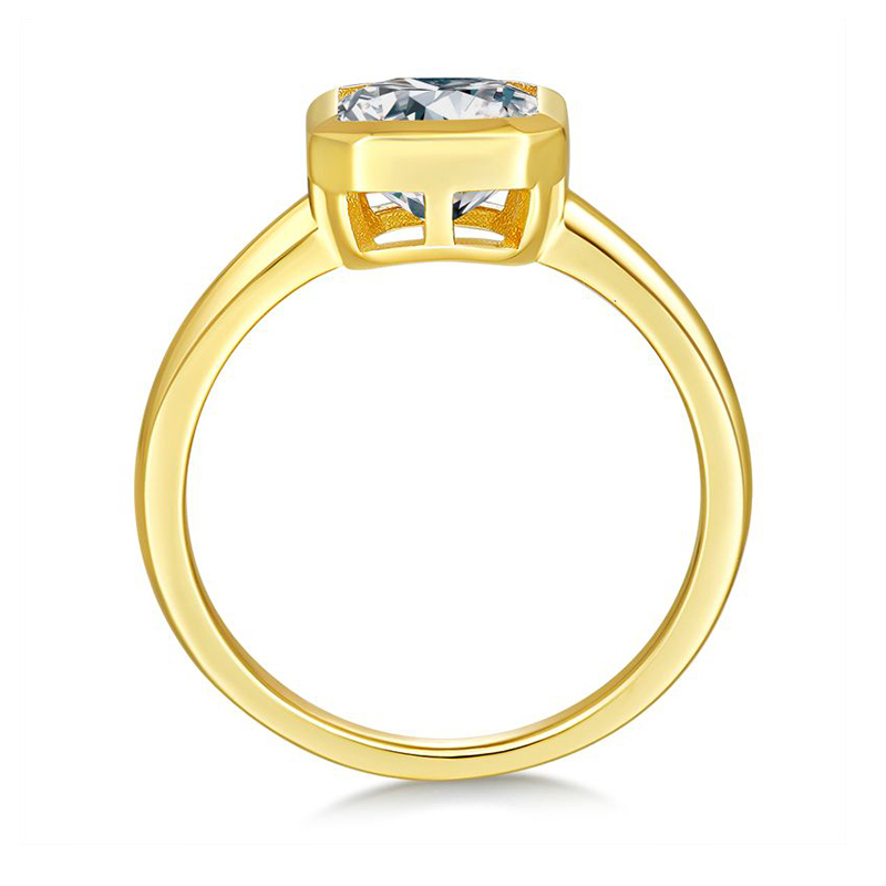 Sotiya Bezel Set Solitaire Asscher Cut Moissanite Engagement Ring Sterling Silver-Sotiya