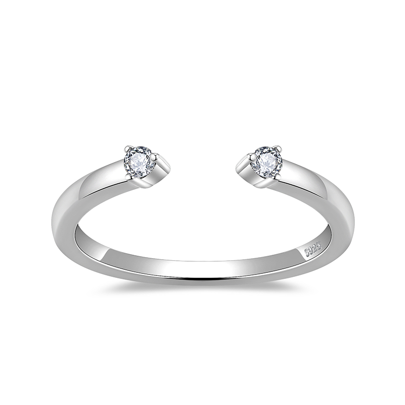 Sotiya Twin Star Round Cut Moissanite Women's Wedding Ring Sterling Silver-Sotiya