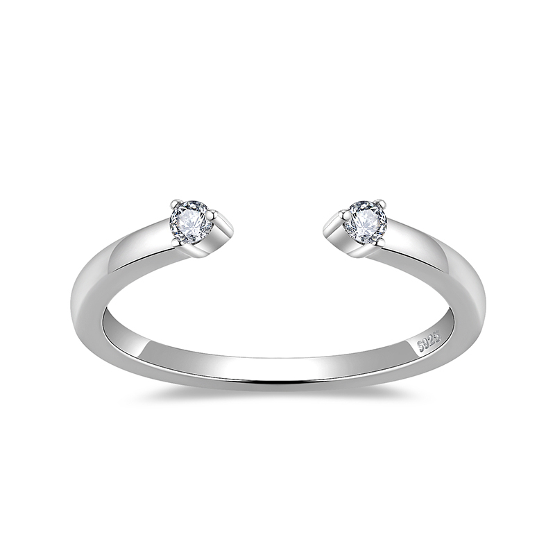 Sotiya Twin Star Round Cut Moissanite Women's Wedding Ring Sterling Silver-Sotiya