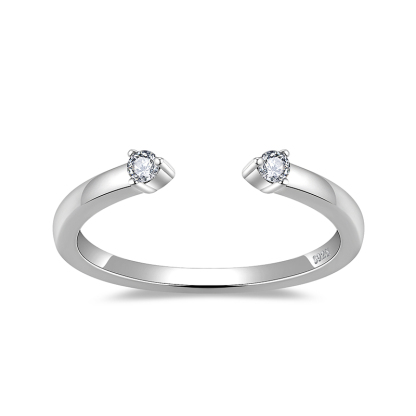 Sotiya Twin Star Round Cut Moissanite Women's Wedding Ring Sterling Silver-Sotiya