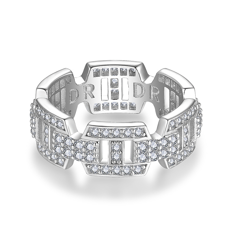 Sotiya Pave Chain Moissanite Women's Wedding Ring Sterling Silver-Sotiya