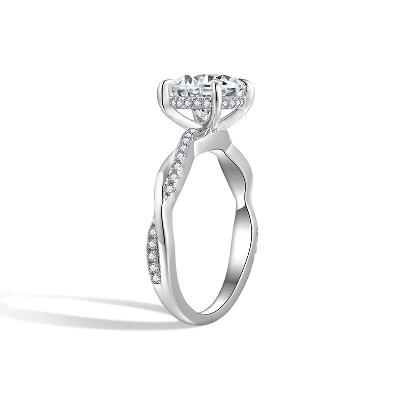 Sotiya Hidden Halo Twist Round Cut Moissanite Engagement Ring Sterling Silver-Sotiya