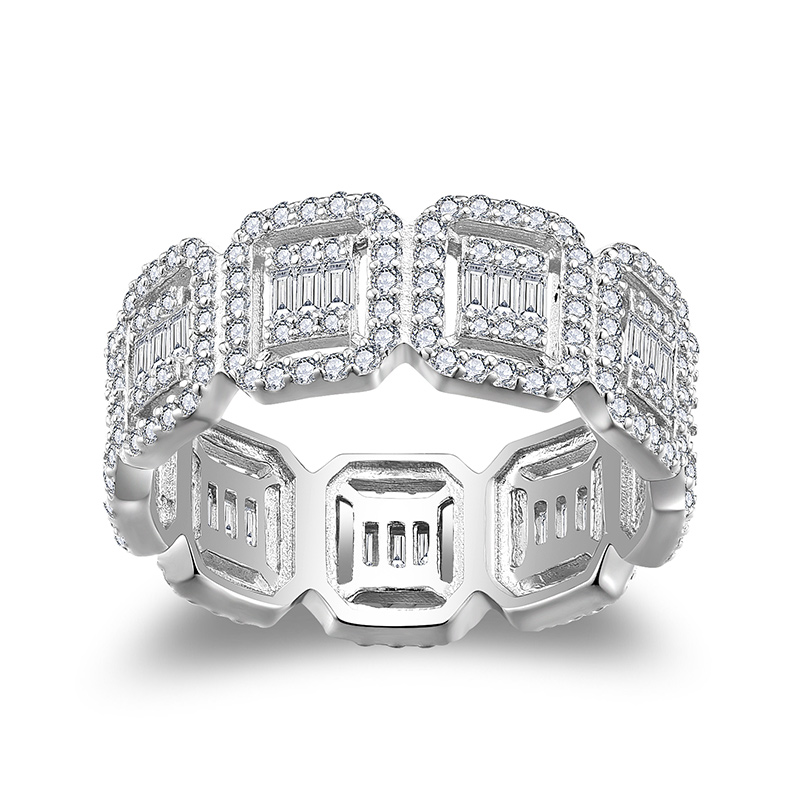 Sotiya Square Moissanite Eternity Ring Sterling Silver-Sotiya