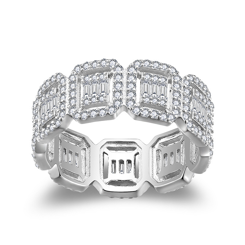 Sotiya Square Moissanite Eternity Ring Sterling Silver-Sotiya