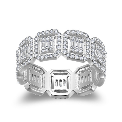 Sotiya Square Moissanite Eternity Ring Sterling Silver-Sotiya