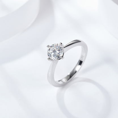 Sotiya Solitaire Round Cut Moissanite Engagement Ring Sterling Silver-Sotiya