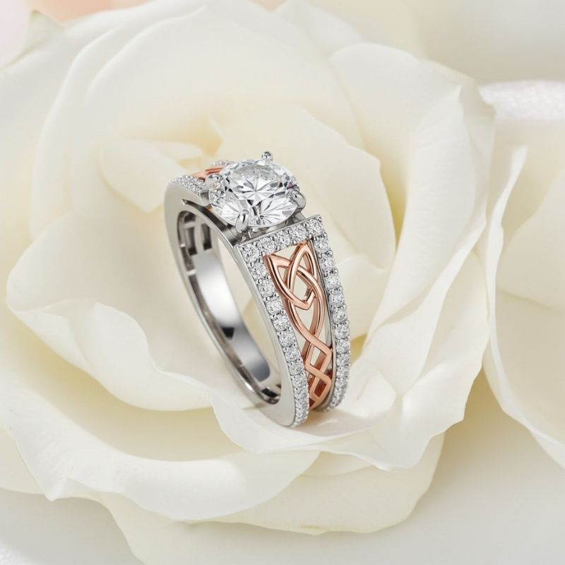 Sotiya Vintage Celtic Knot Round Cut Engagement Ring Sterling Silver-Sotiya