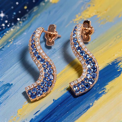 Sotiya Artist Collection Famous Painting Starry Night Curve Design Earrings Sterling Silver-Sotiya