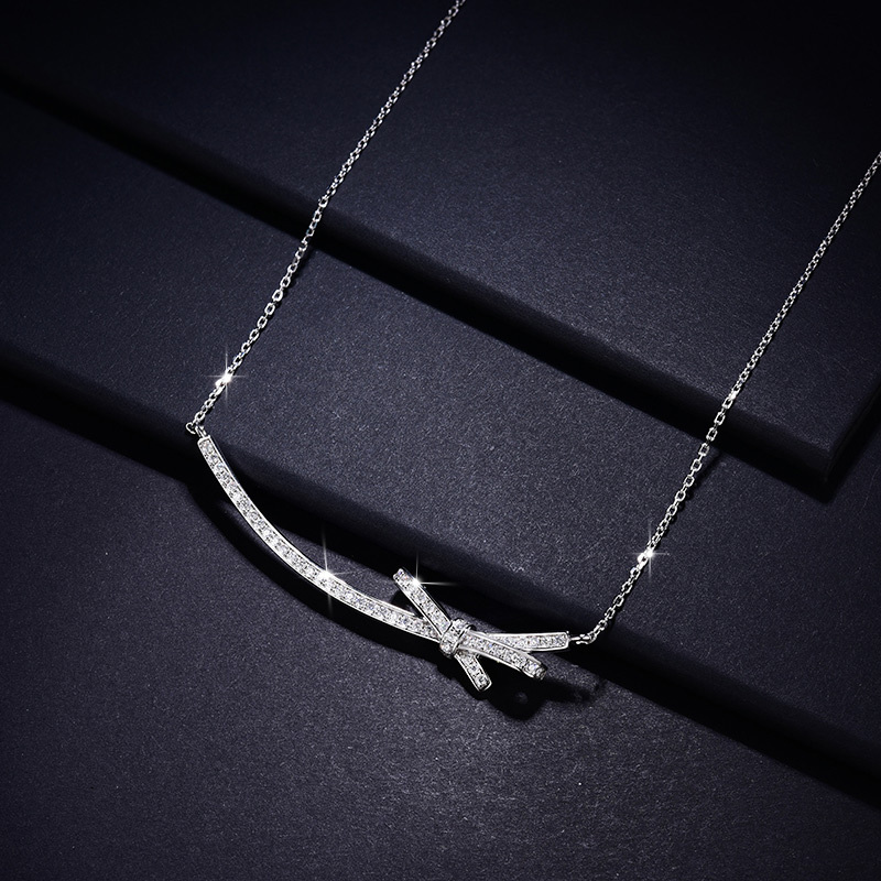 Sotiya Love Knot Moissanite Necklace Sterling Silver-Sotiya