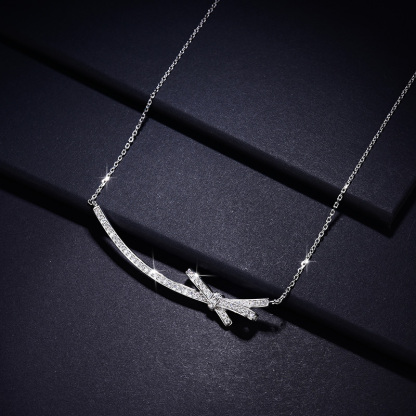 Sotiya Love Knot Moissanite Necklace Sterling Silver-Sotiya