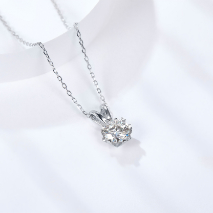 Sotiya Classic Snowflake Round Cut Moissanite Necklace Sterling Silver-Sotiya