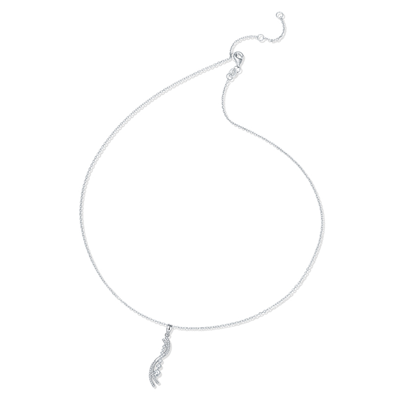 Sotiya Swirl Round Cut Moissanite Necklace Sterling Silver-Sotiya