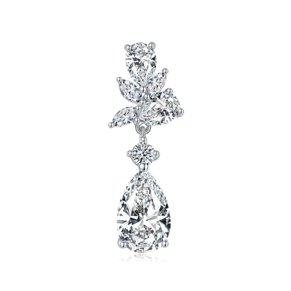 Sotiya Vintage Leaf Design Pear Cut Moissanite Drop Earrings Sterling Silver-Sotiya