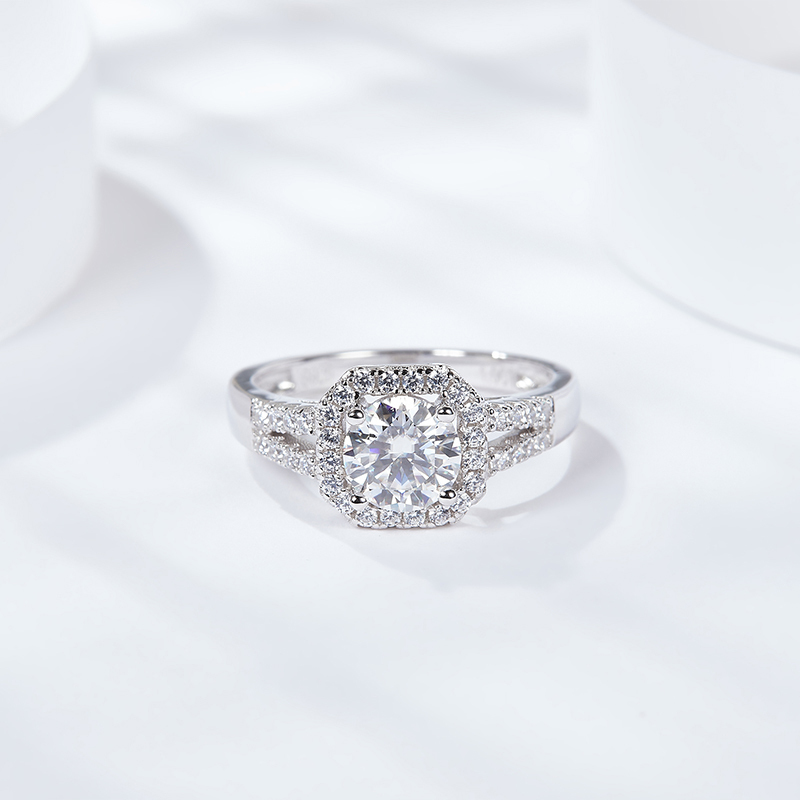 Sotiya Squircle Shaped Halo Round Cut Engagement Ring Sterling Silver-Sotiya