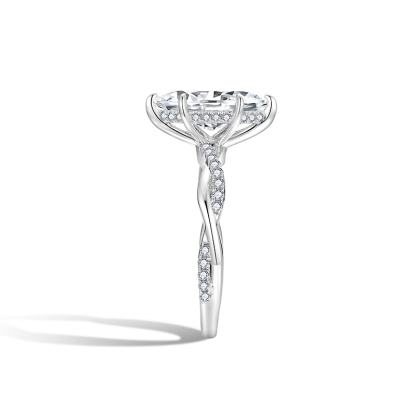 Sotiya Hidden Halo Twist Marquise Cut Moissanite Engagement Ring Sterling Silver-Sotiya