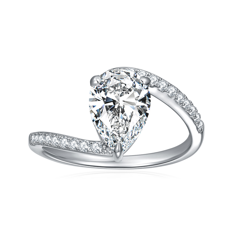 Sotiya Bypass Pear Cut Moissanite Engagement Ring Sterling Silver-Sotiya