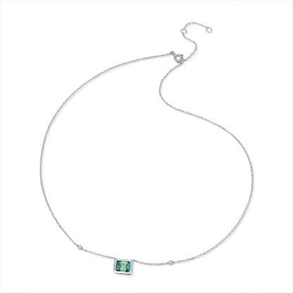 Sotiya Bezel Set Solitaire Emerald Cut Moissanite Necklace Sterling Silver-Sotiya