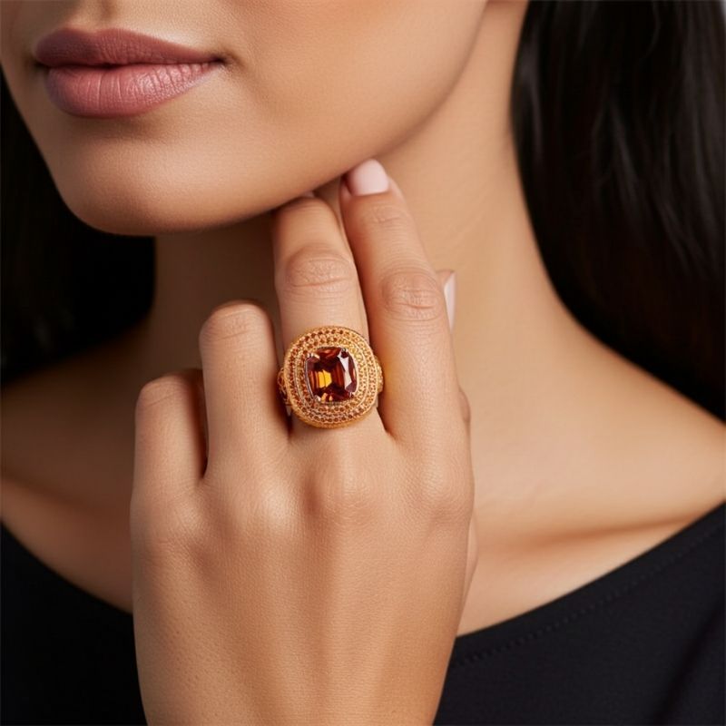 Sotiya Best Buds Princess Inspired Celtic Triple Spiral Knot Design Double Halo Coffee Cushion Cut Engagement Ring Sterling Silver-Sotiya