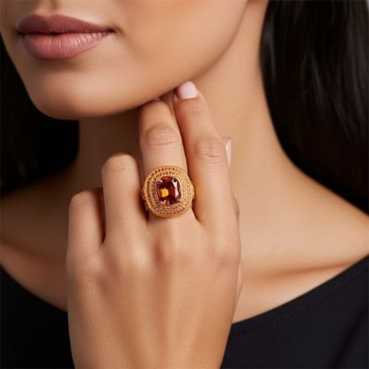 Sotiya Best Buds Princess Inspired Celtic Triple Spiral Knot Design Double Halo Coffee Cushion Cut Engagement Ring Sterling Silver-Sotiya