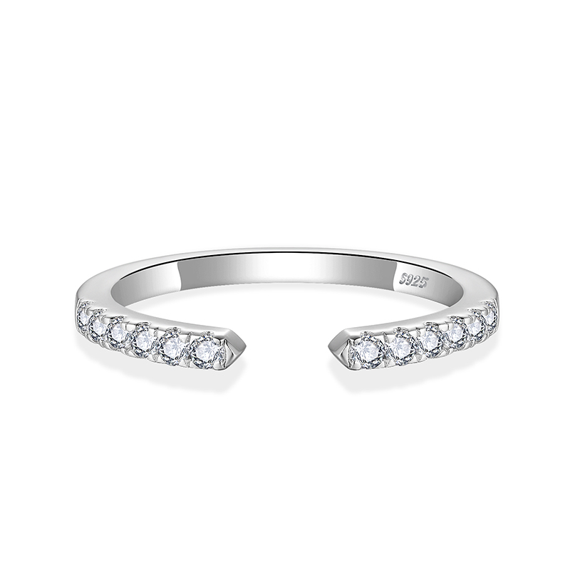 Sotiya Modern Open Round Cut Moissanite Women's Wedding Ring Sterling Silver-Sotiya