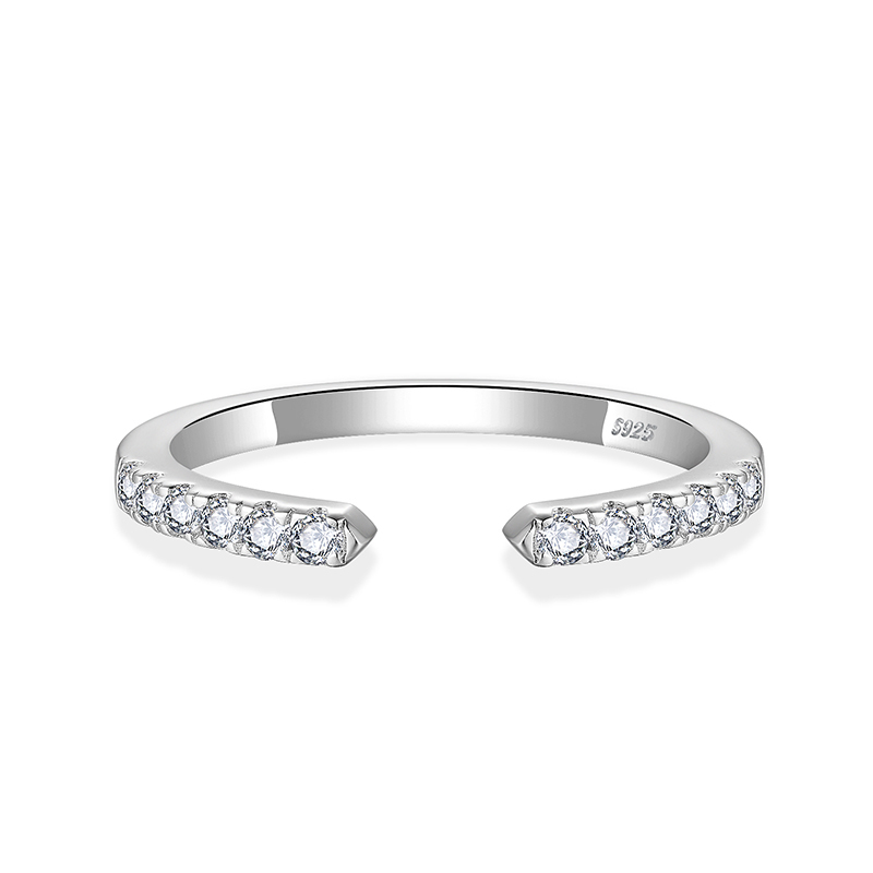 Sotiya Modern Open Round Cut Moissanite Women's Wedding Ring Sterling Silver-Sotiya