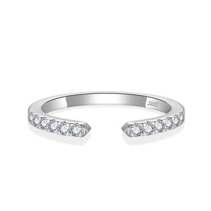 Sotiya Modern Open Round Cut Moissanite Women's Wedding Ring Sterling Silver-Sotiya