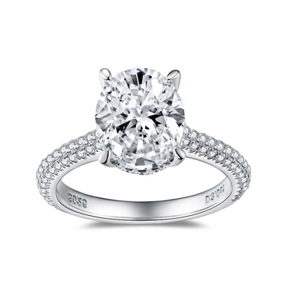 Sotiya Cathedral Hidden Halo Oval Cut Moissanite Engagement Ring Sterling Silver-Sotiya