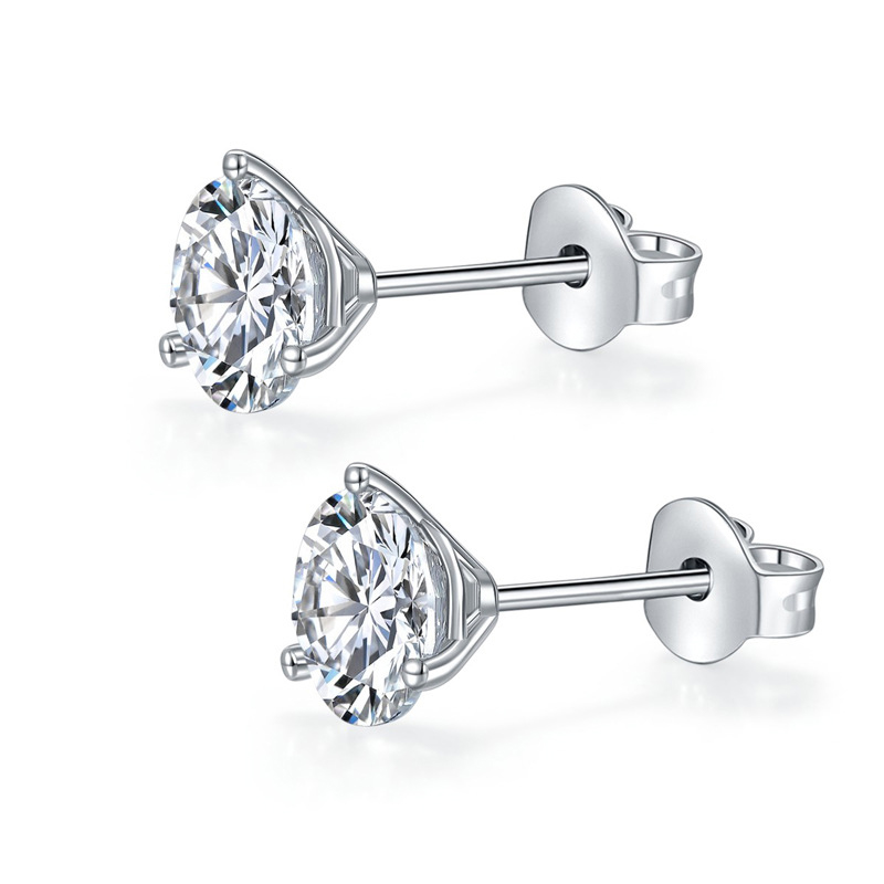Sotiya Solitaire Round Cut Moissanite Stud Earrings Sterling Silver-Sotiya