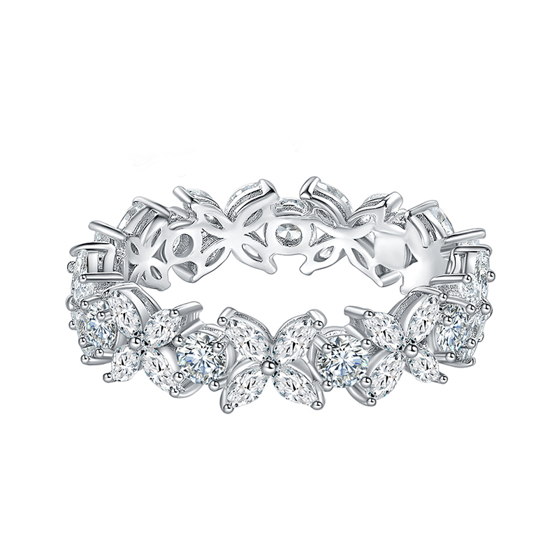 Sotiya Butterfly Design Marquise Cut Moissanite Eternity Ring Sterling Silver-Sotiya