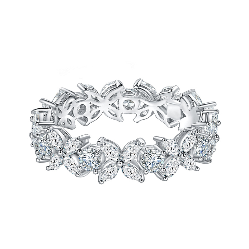 Sotiya Butterfly Design Marquise Cut Moissanite Eternity Ring Sterling Silver-Sotiya