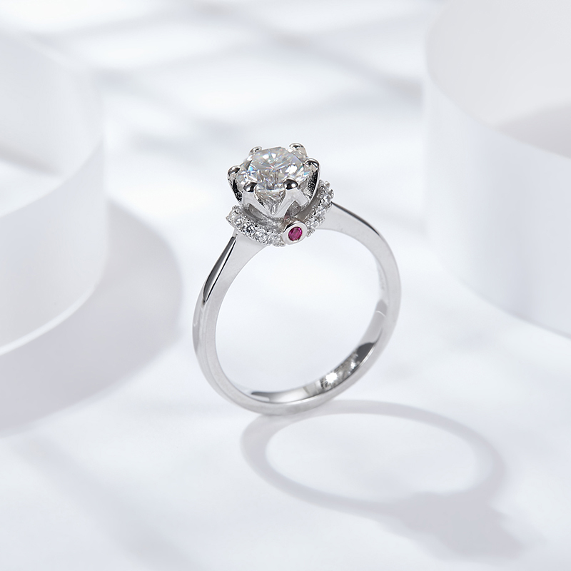 Sotiya Round Cut Moissanite Engagement Ring Sterling Silver-Sotiya