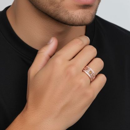 Sotiya Vintage Celtic Knot Round Cut Coffee Unisex Eternity Ring Sterling Silver