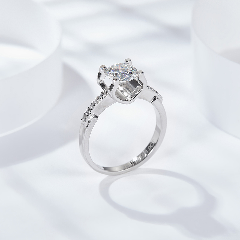 Sotiya Round Cut Moissanite Cow Head Engagement Ring Sterling Silver-Sotiya