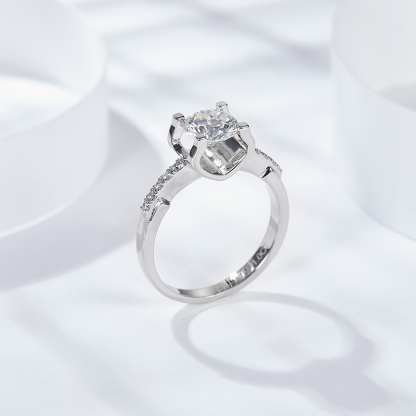 Sotiya Round Cut Moissanite Cow Head Engagement Ring Sterling Silver-Sotiya