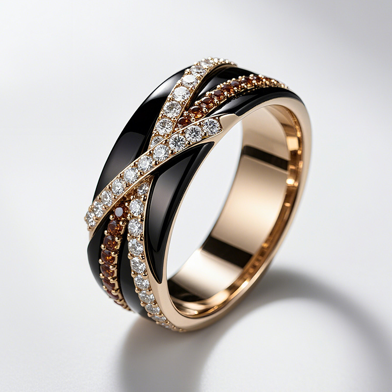 Sotiya Cross Knot Coffee Unisex Wedding Ring Sterling Silver-Sotiya