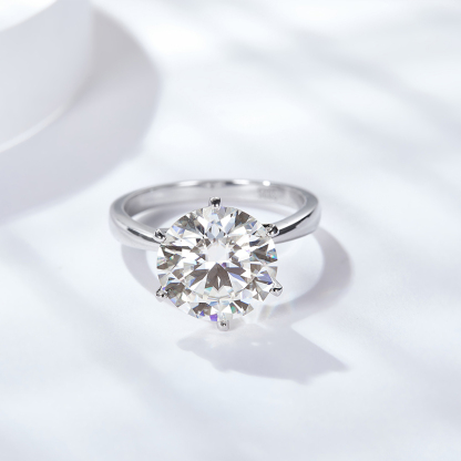 Sotiya Simple Solitaire Round Cut Moissanite Engagement Ring Sterling Silver-Sotiya