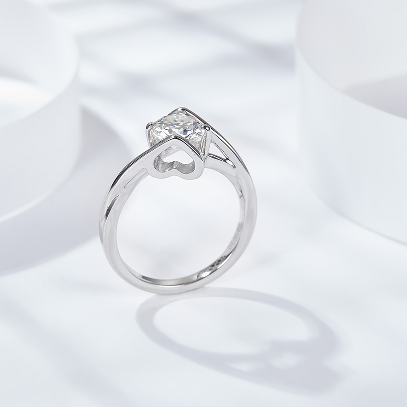 Sotiya Solitaire Heart Design Round Cut Moissanite Engagement Ring Sterling Silver-Sotiya