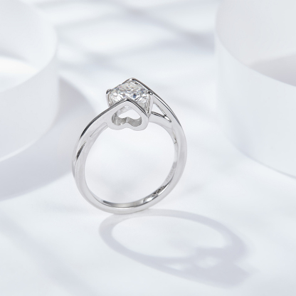 Sotiya Solitaire Heart Design Round Cut Moissanite Engagement Ring Sterling Silver-Sotiya