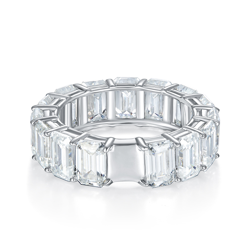 Sotiya Emerald Cut Moissanite Eternity Ring Sterling Silver-Sotiya