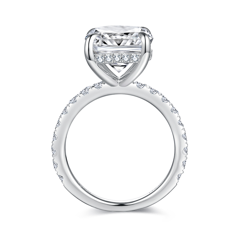 Sotiya Hidden Halo Cushion Cut Moissanite Engagement Ring Sterling Silver-Sotiya