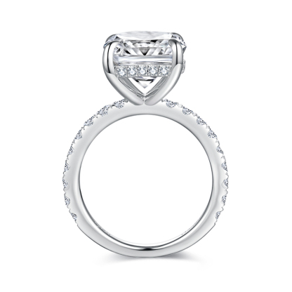 Sotiya Hidden Halo Cushion Cut Moissanite Engagement Ring Sterling Silver-Sotiya