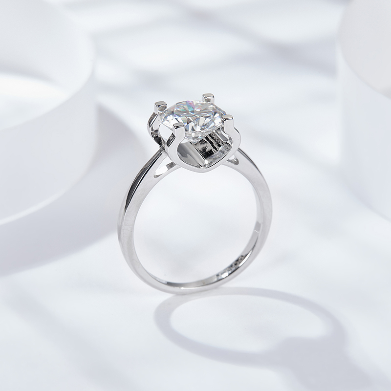 Sotiya Solitaire Round Cut Moissanite Cow Head Engagement Ring Sterling Silver