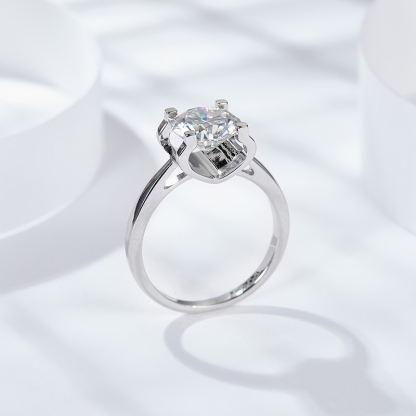 Sotiya Solitaire Round Cut Moissanite Cow Head Engagement Ring Sterling Silver